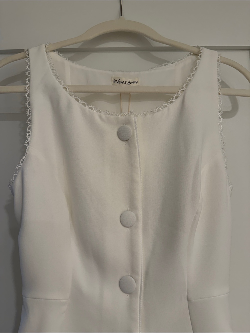 For Love And Lemons White Lace-Trim Button Mini Dress - Picture 7 of 9